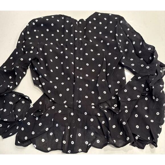 Bardot Women’s Size US 4 XS Polka Dot Ruffle Cut Out Side Top Blouse Romantic - Picture 9 of 10